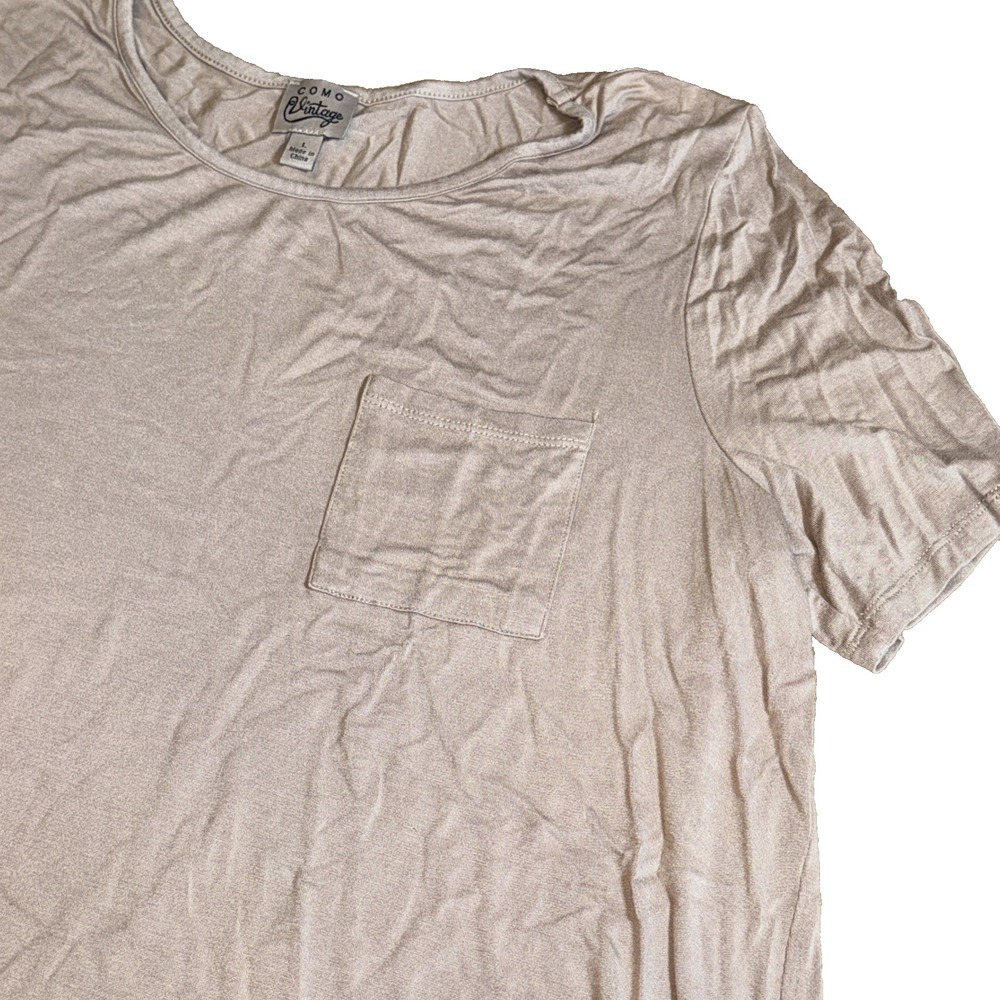 Women's Sz Lg Como Vintage Tan Relaxed Fit Pocket Tee (134)
